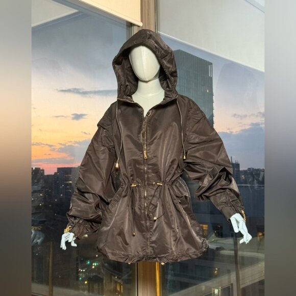 🆕 KARL LAGERFELD 🧿 NWT Black Nylon Jacket, Removable Sleeves, Sz 44 US 12 - Picture 11 of 16